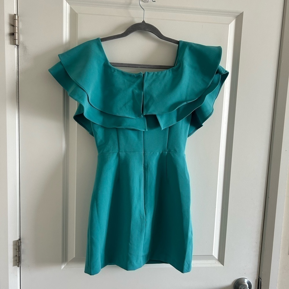 Anthropologie Endless Rose Ruffle Off The Shoulder Mini Dress Size xs Te… - Picture 8 of 11